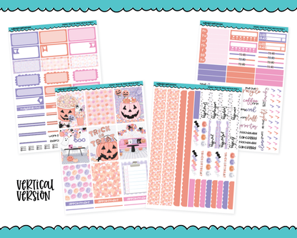 Vertical Spooky Trick or Treat Pastel Halloween Themed Planner Sticker Kit for Vertical Standard Size Planners or Inserts