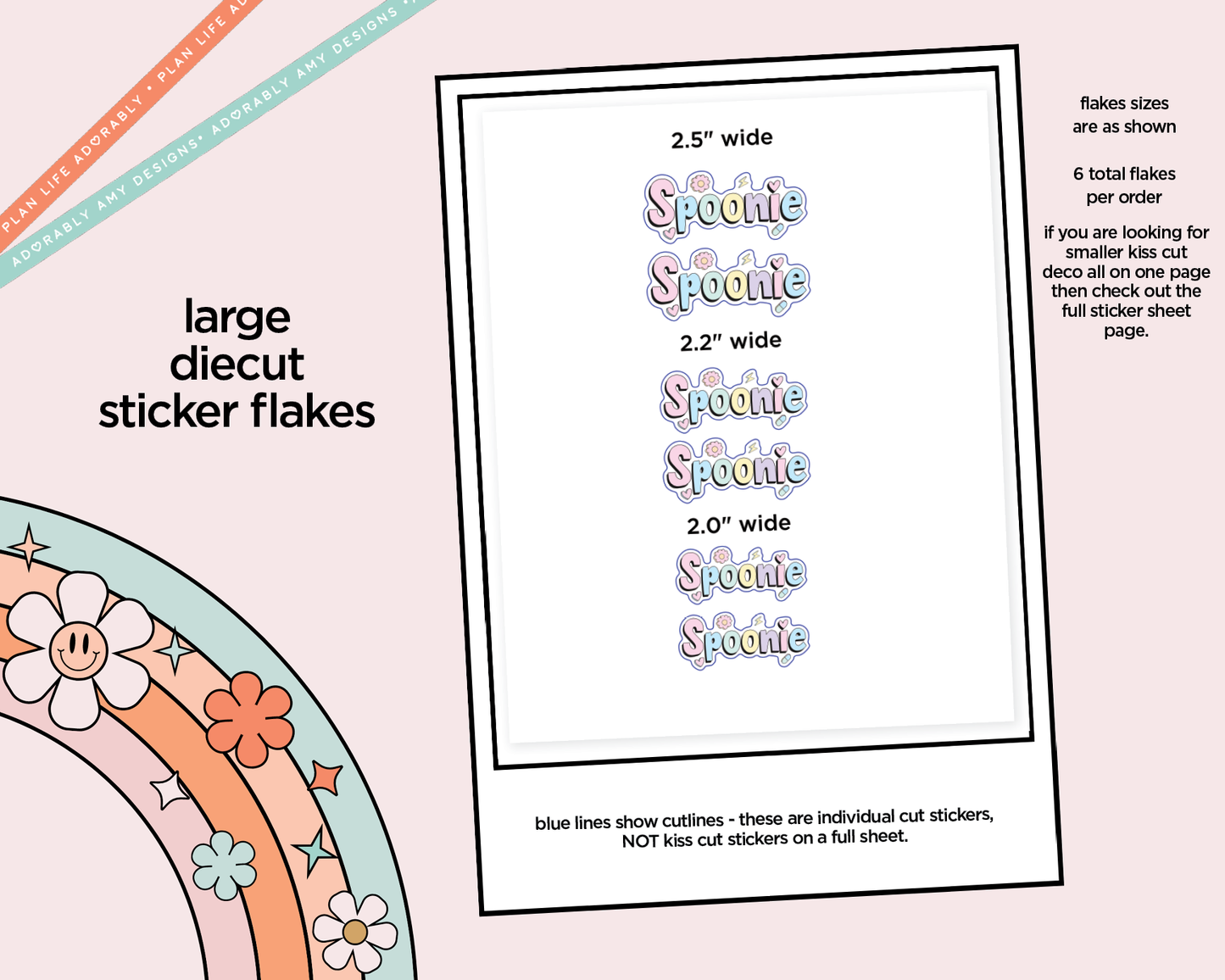 Spoonie Typography Sampler Planner Stickers - Adorably Amy Designs