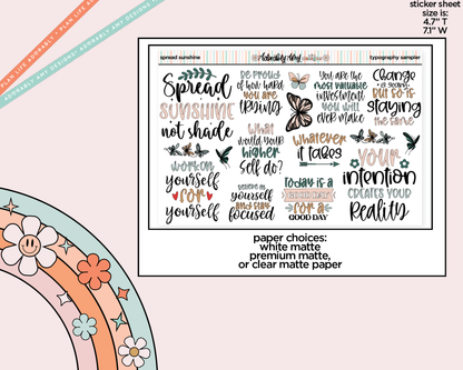 Spread Sunshine Deco Typography Sampler Planner Stickers