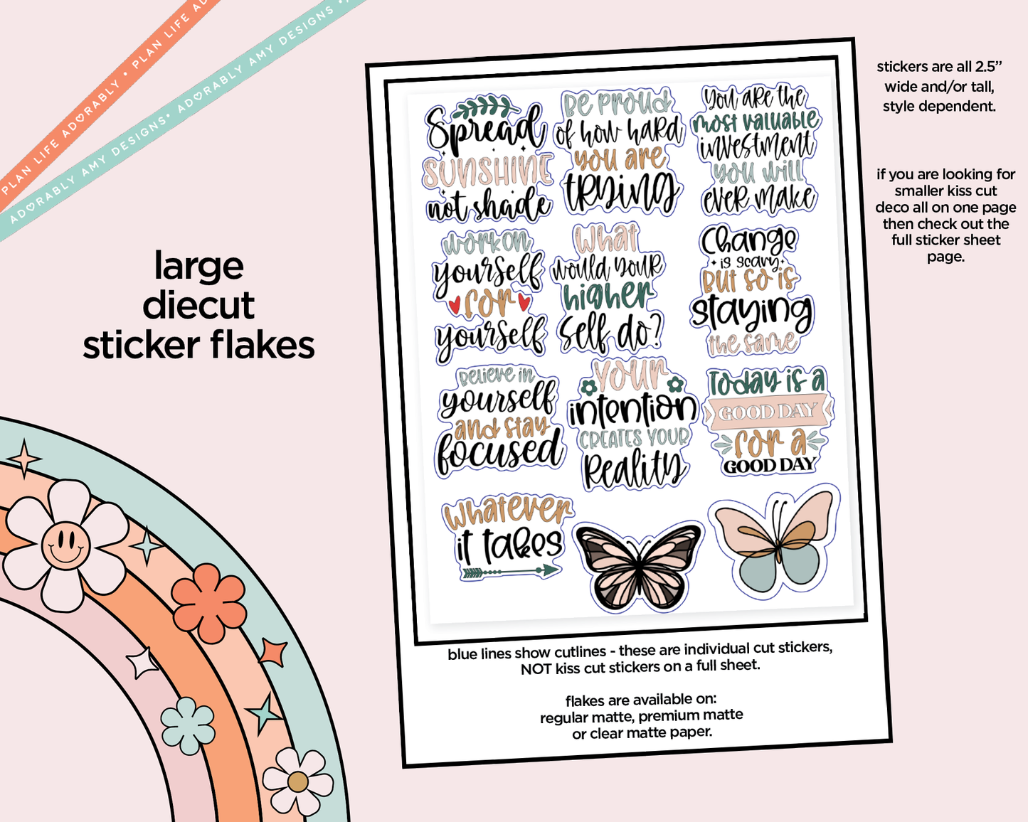 Spread Sunshine Deco Typography Sampler Planner Stickers