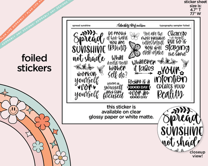 Foiled Spread Sunshine Deco Typography Sampler Planner Stickers