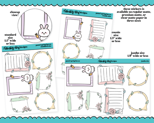Hand Drawn Doodled Spring Boxes - 3 Sizes Planner Stickers for any Planner or Insert