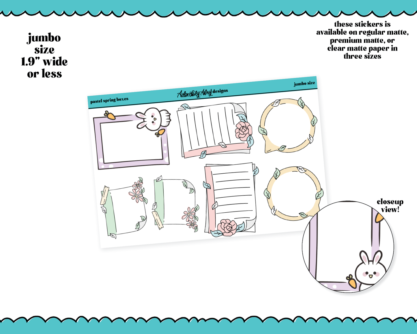 Hand Drawn Doodled Spring Boxes - 3 Sizes Planner Stickers for any Planner or Insert