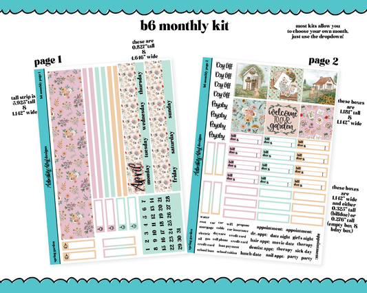 Standard B6 Monthly Pick Your Month Spring Garden Planner Sticker Kit for some B6 Planners