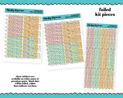 Foiled Spring Garden Headers or Long Strips Planner Stickers for any Planner or Insert