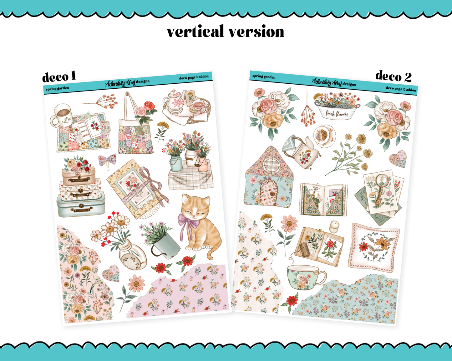 Vertical Spring Garden Planner Sticker Kit for Vertical Standard Size Planners or Inserts
