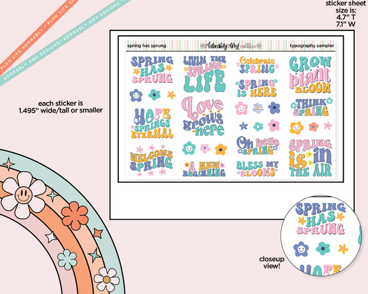 Spring Has Sprung Deco Typography Sampler Planner Stickers
