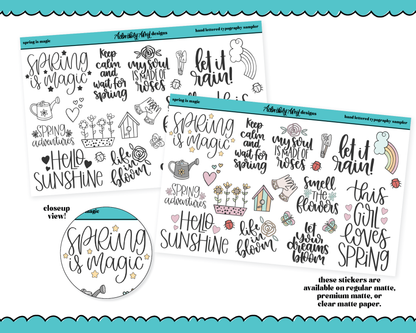 Hand Lettered Spring is Magic Typography Sampler Planner Stickers for any Planner or Insert