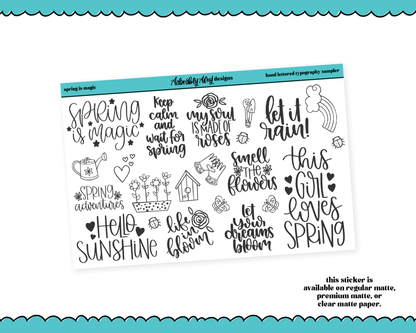 Hand Lettered Spring is Magic Typography Sampler Planner Stickers for any Planner or Insert