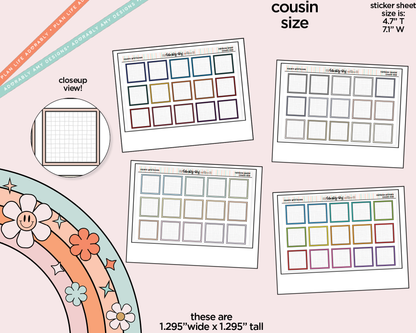 Hobo Cousin Square Grid Boxes Planner Stickers for Hobo Cousin or any Planner or Insert