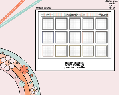 Hobo Cousin Square Grid Boxes Planner Stickers for Hobo Cousin or any Planner or Insert