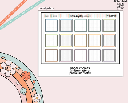 Hobo Cousin Square Grid Boxes Planner Stickers for Hobo Cousin or any Planner or Insert