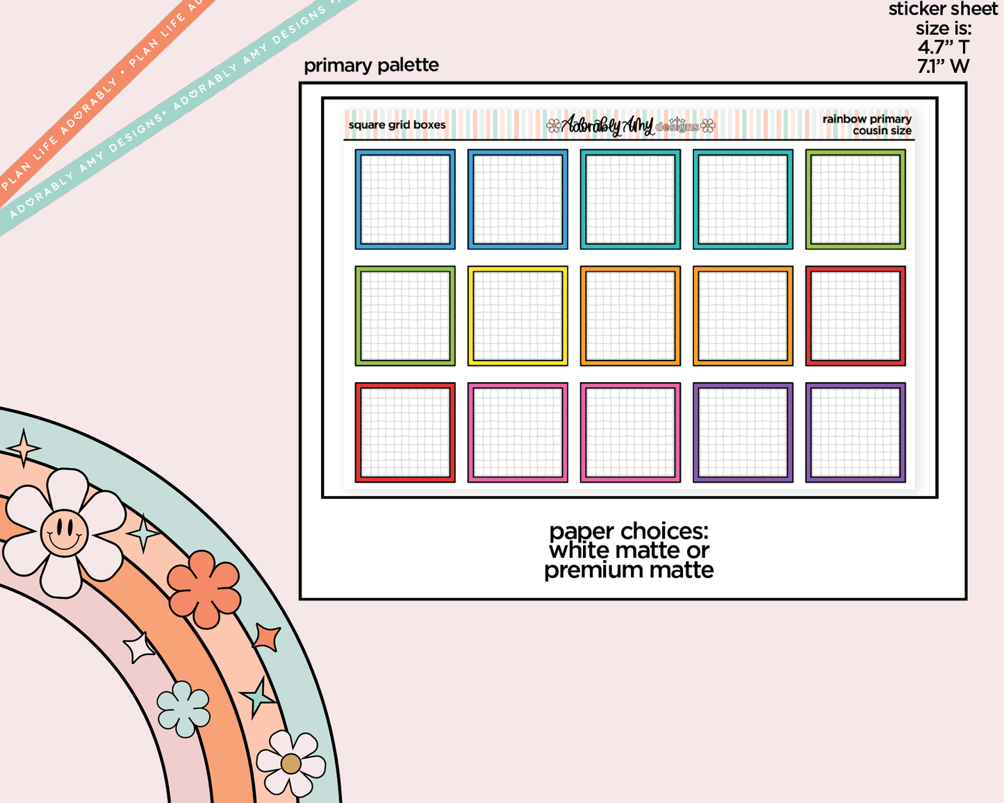 Hobo Cousin Square Grid Boxes Planner Stickers for Hobo Cousin or any Planner or Insert