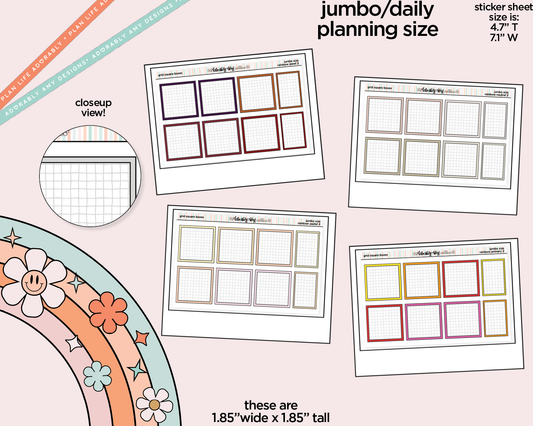 Rainbow Square Grid Boxes Large/Jumbo Stickers for any Planner or Insert