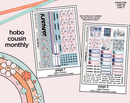 Hobonichi Cousin Monthly Pick Your Month Starry Winter Planner Sticker Kit for Hobo Cousin or Similar Planners