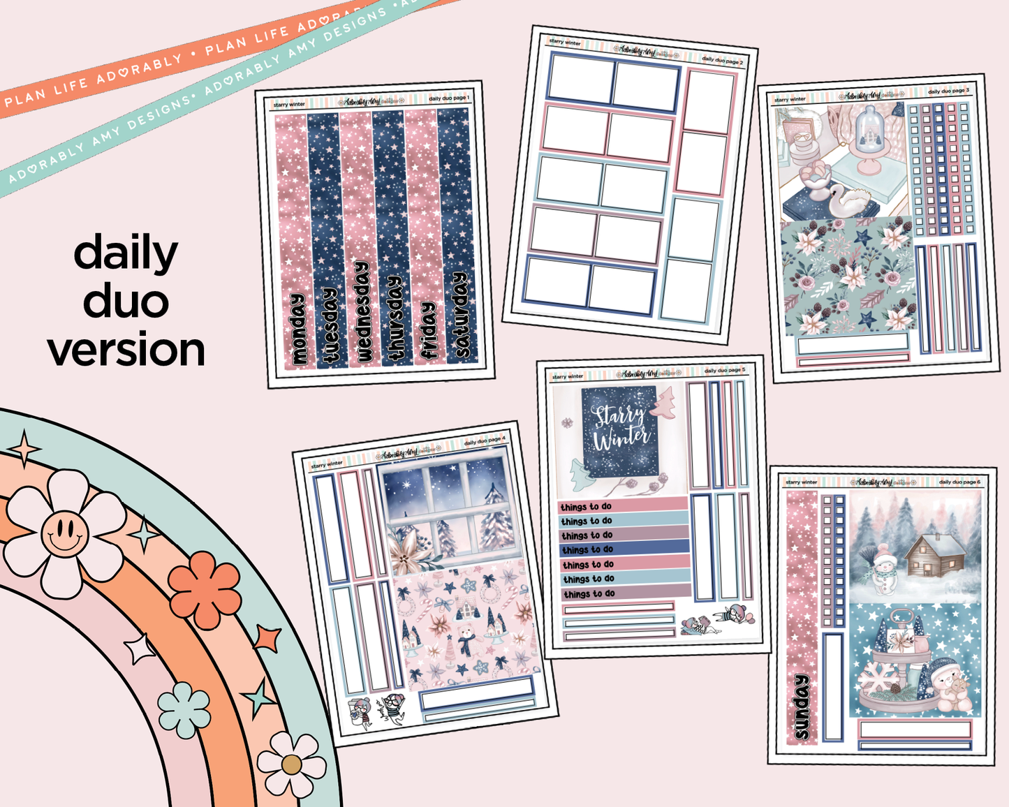 Daily Duo Starry Winter Weekly Planner Sticker Kit for Daily Duo Planner