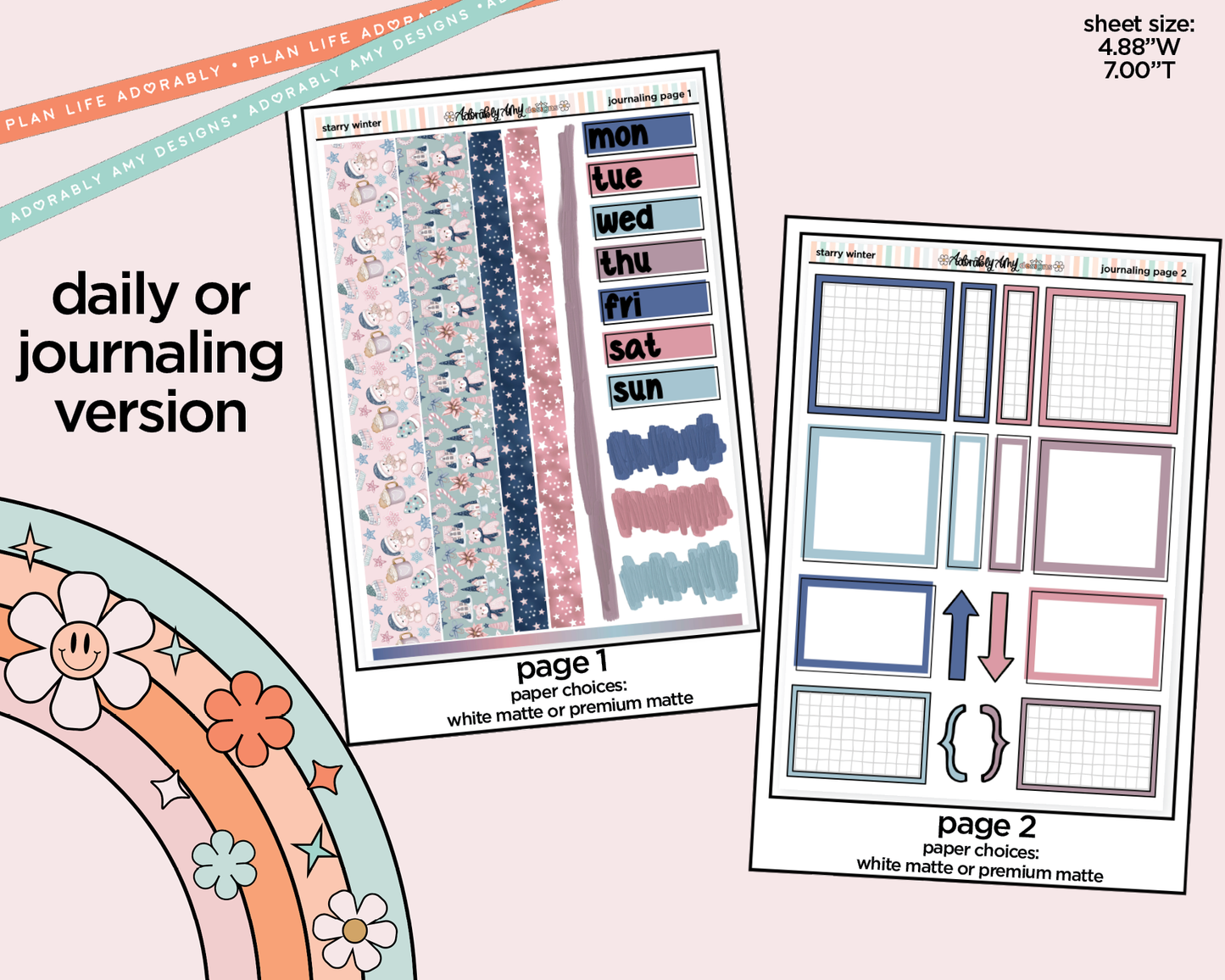 Journaling and Daily Planning Starry Winter Planner Sticker Kit