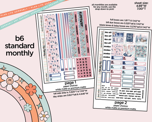 Standard B6 Monthly Pick Your Month Starry Winter Planner Sticker Kit for some B6 Planners