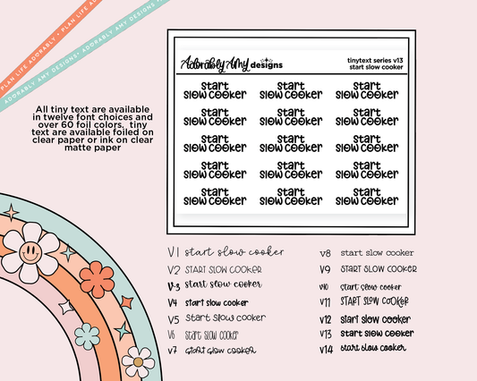Foiled Tiny Text Series - Start Slow Cooker Checklist Size Planner Sticker Sheet