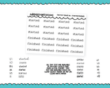 Foiled Tiny Text Series - Started - Finished Checklist Size Planner Stickers for any Planner or Insert