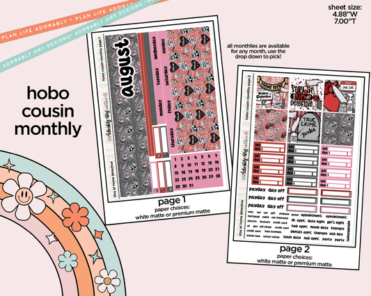 Hobonichi Cousin Monthly Pick Your Month Stay at Home Detective Planner Sticker Kit for Hobo Cousin or Similar Planners