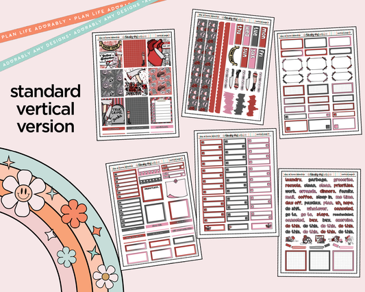 Vertical Stay at Home Detective Weekly Sticker Kit for Vertical Standard Size Planners or Insert