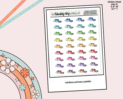 Rainbow Steps - Exercise Doodled Icon Stickers - Adorably Amy Designs