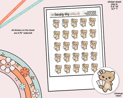 Bailee Bear Sticker Sheets Decoration Character Planner Stickers - Adorably Amy Designs