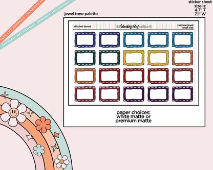 Rainbow Stitched Boxes Small Planner Stickers for Hobo Cousin or any Planner or Insert