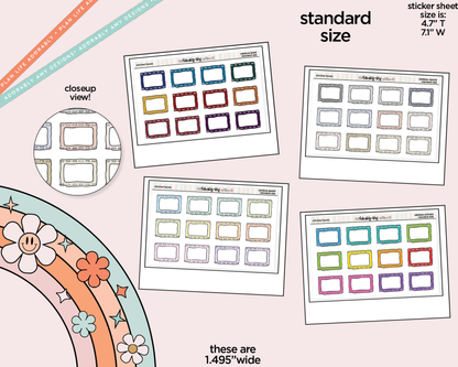 Rainbow Stitched Boxes Standard Stickers for any Standard Size Planner or Insert