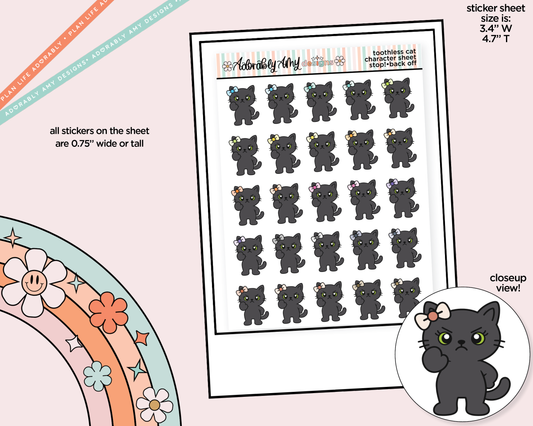 Toothless Cat Stop! Back Off Decoration Character Planner Stickers - Adorably Amy Designs