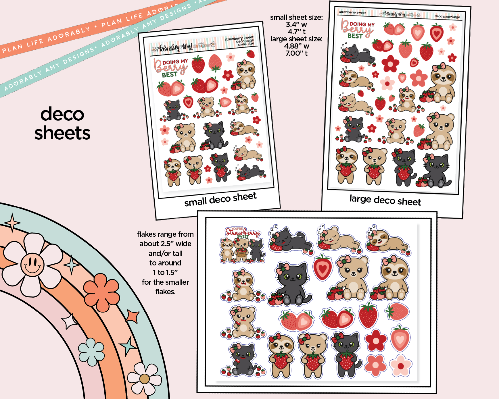 Strawberry Sweet Weekly Kit Deco Pages - All Sizes - Adorably Amy Designs