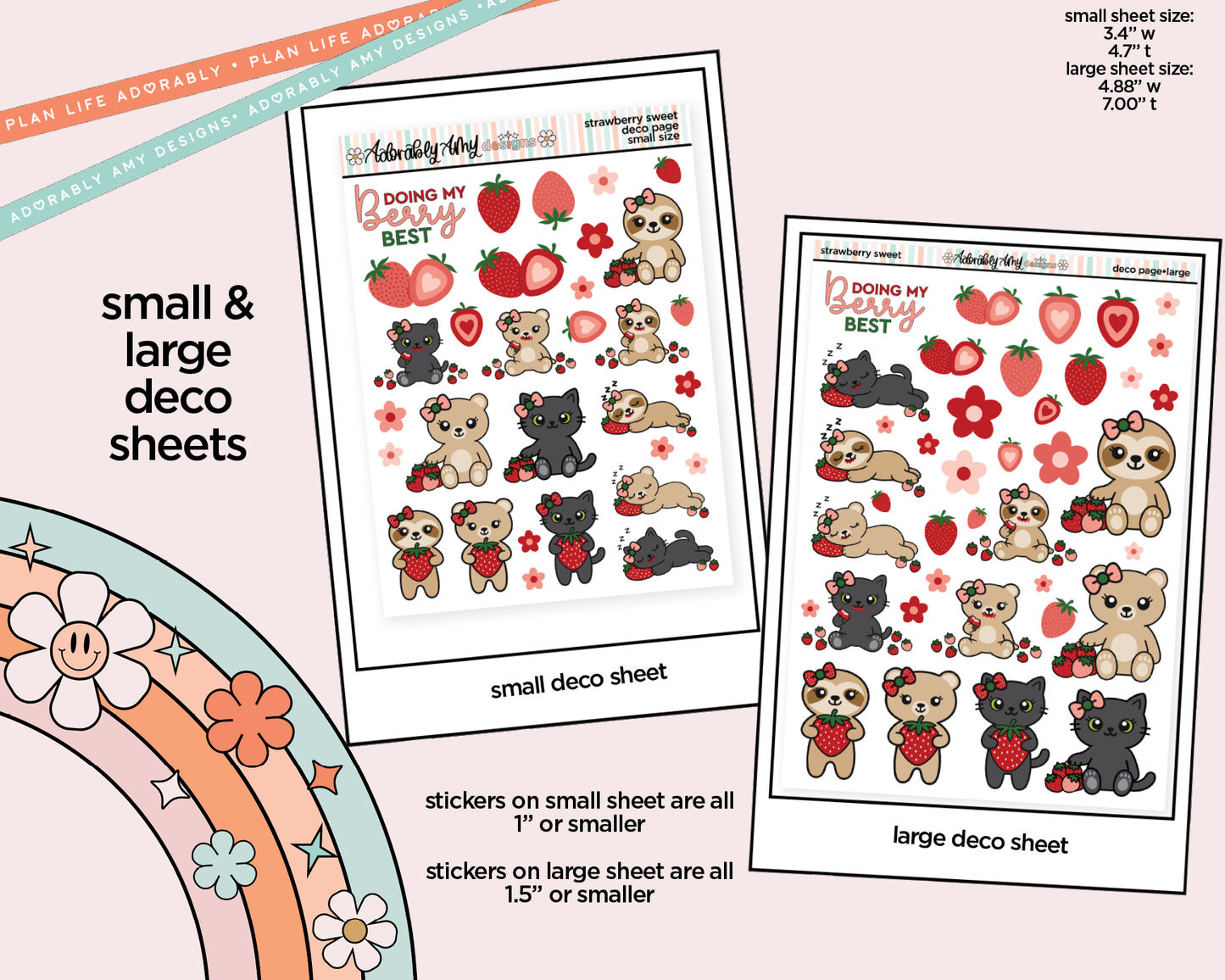 Strawberry Sweet Weekly Kit Deco Pages - All Sizes - Adorably Amy Designs