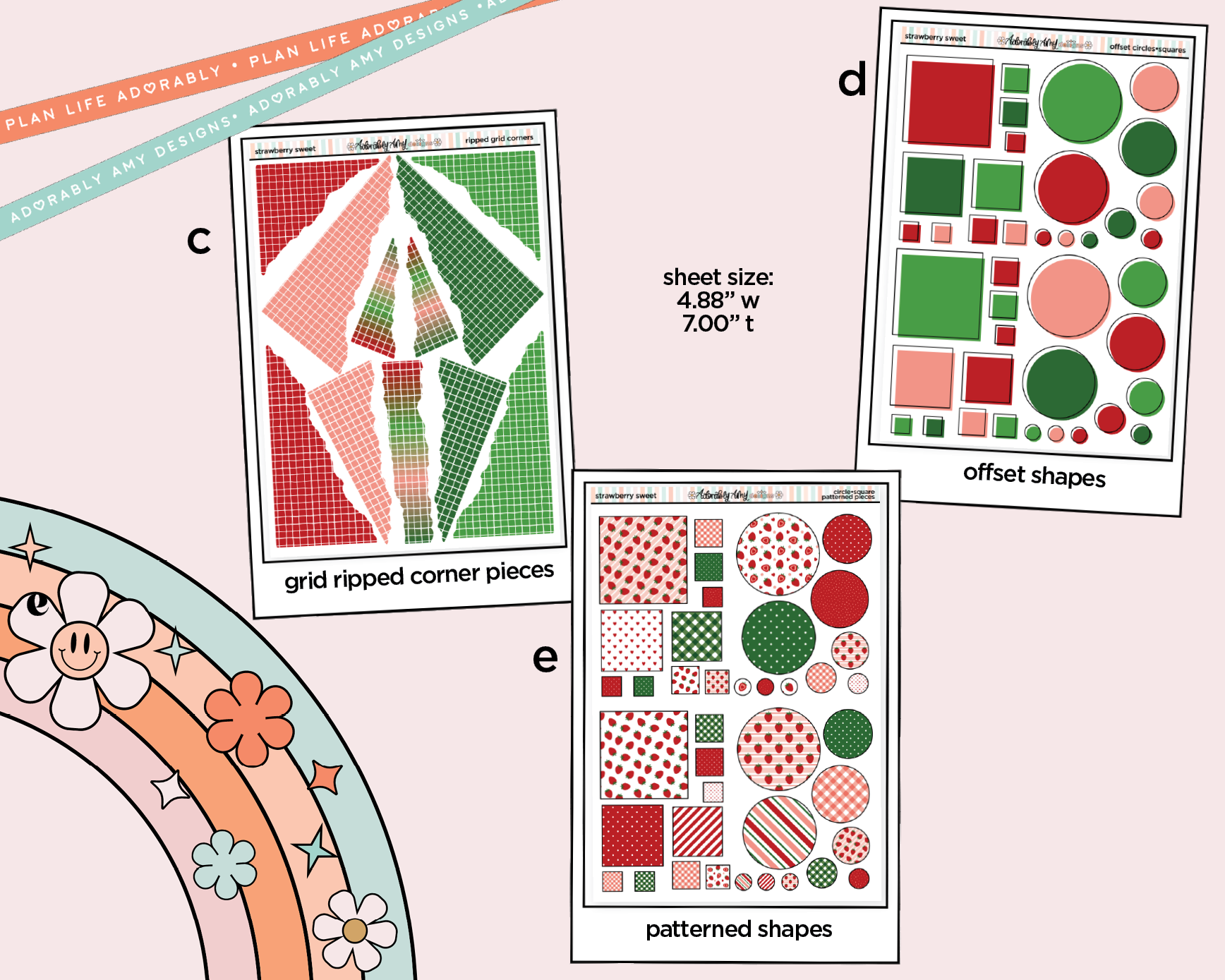 Strawberry Sweet Weekly Kit Addons - All Sizes - Strips, Smears and More! - Adorably Amy Designs
