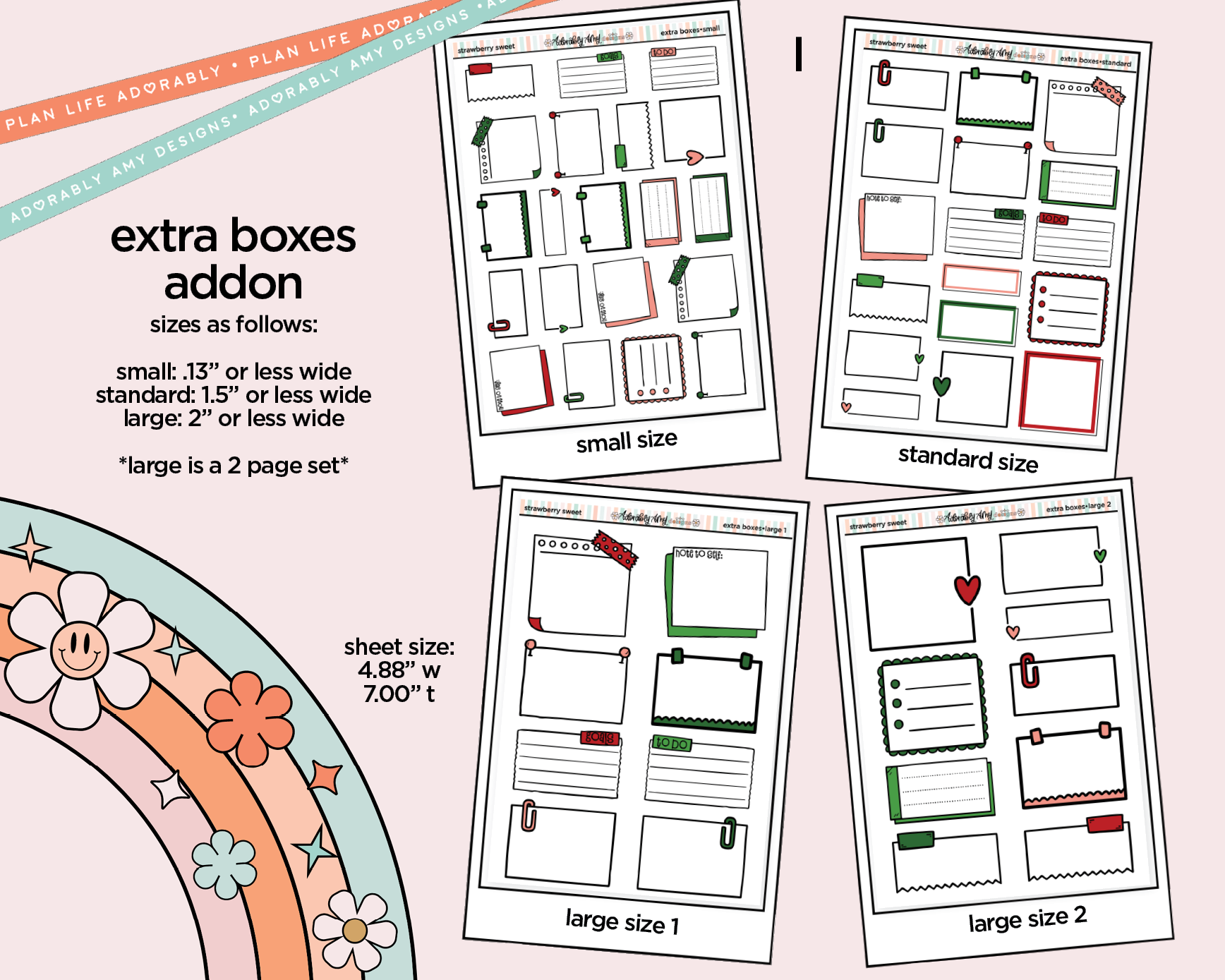 Strawberry Sweet Weekly Kit Addons - All Sizes - Strips, Smears and More! - Adorably Amy Designs