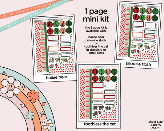 One Page Mini Kit Strawberry Sweet Planner Sticker Kit - Two Sizes Available - Adorably Amy Designs