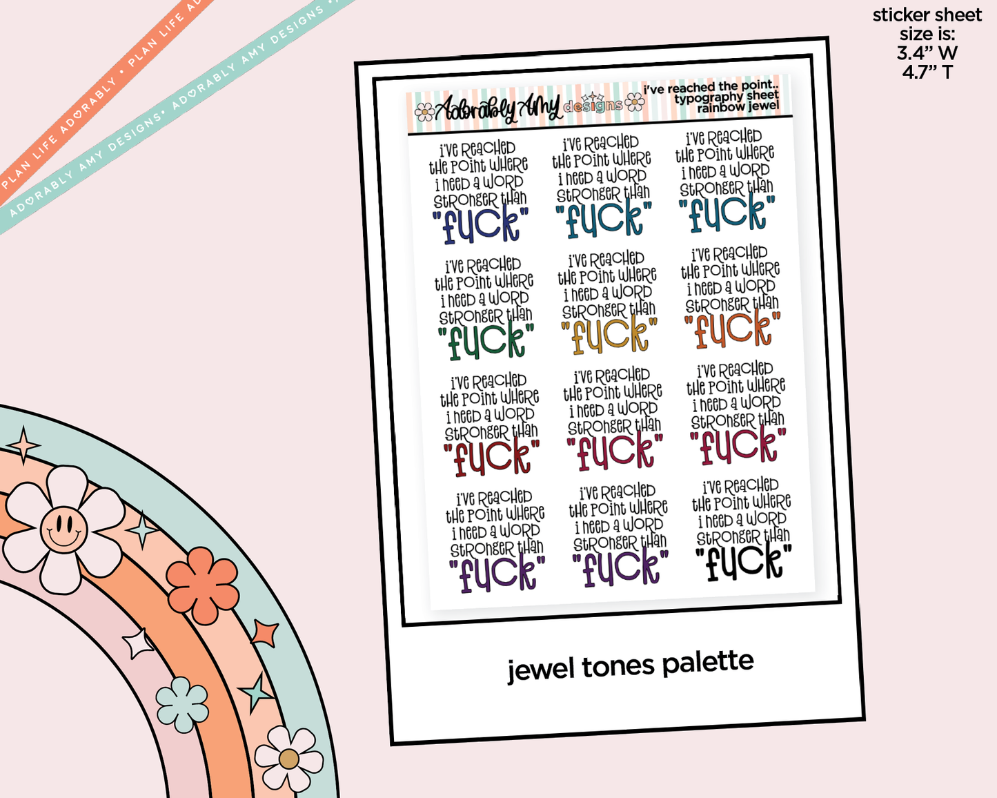 Rainbow or Black I Need a Word Stronger Than Fuck Typography Planner Stickers