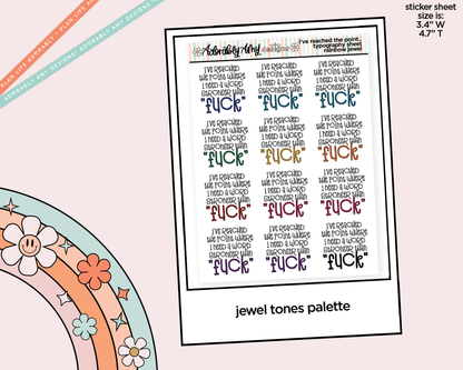 Rainbow or Black I Need a Word Stronger Than Fuck Typography Planner Stickers