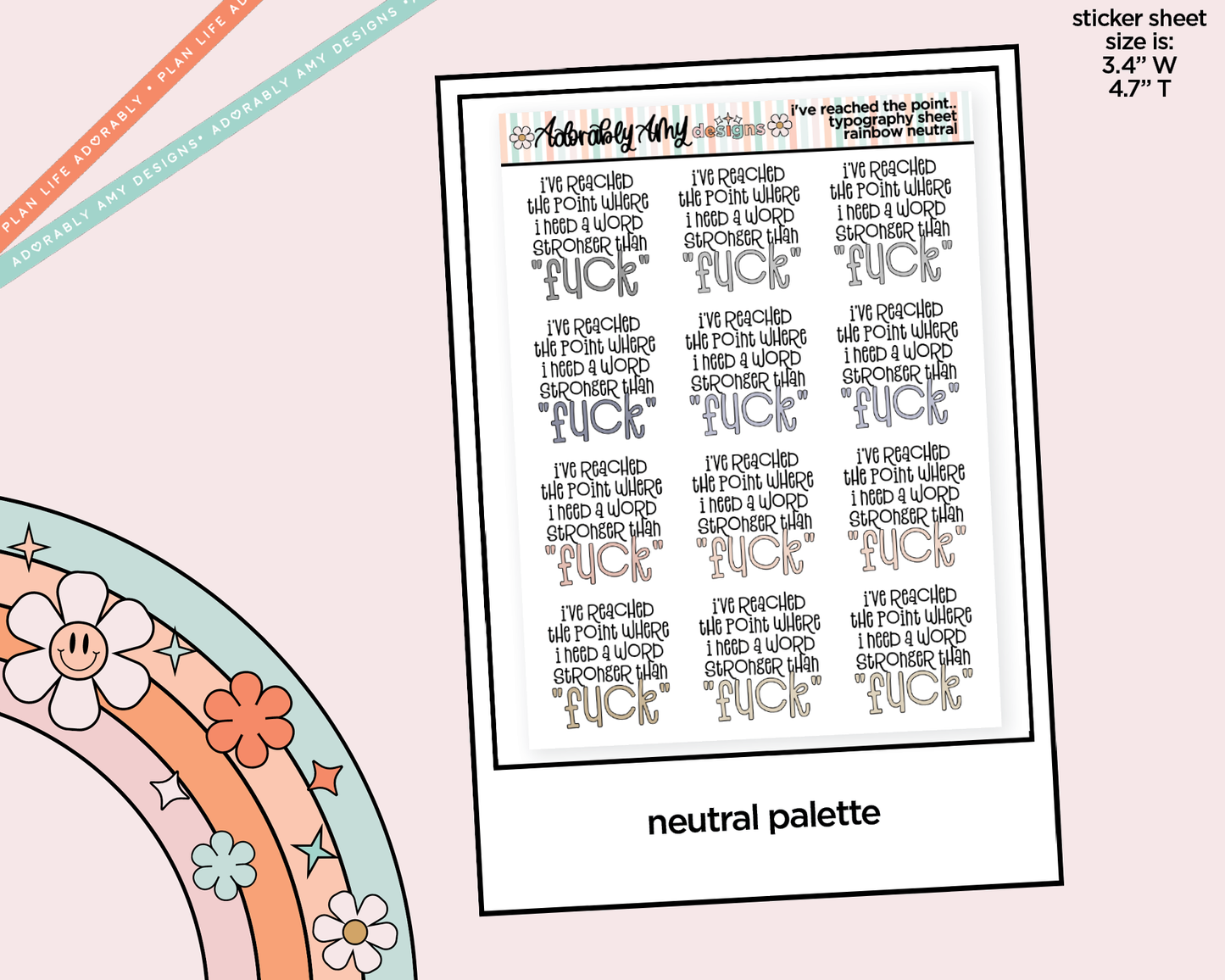 Rainbow or Black I Need a Word Stronger Than Fuck Typography Planner Stickers