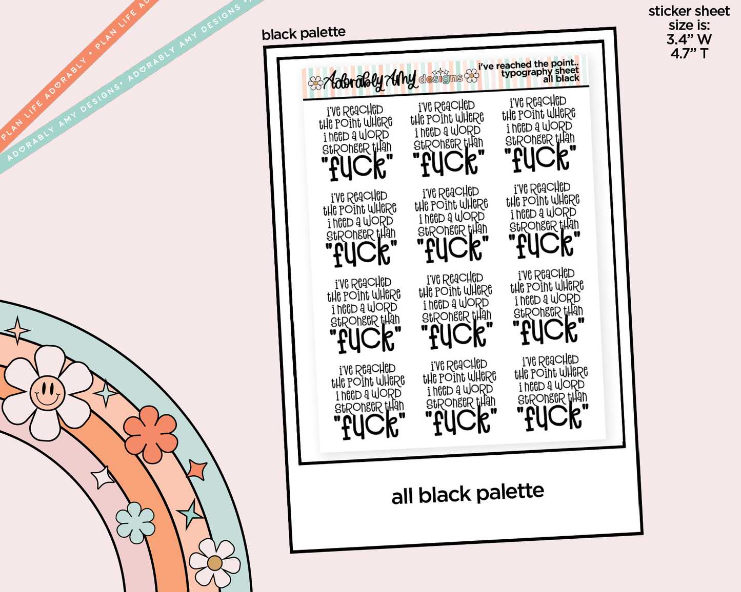 Rainbow or Black I Need a Word Stronger Than Fuck Typography Planner Stickers