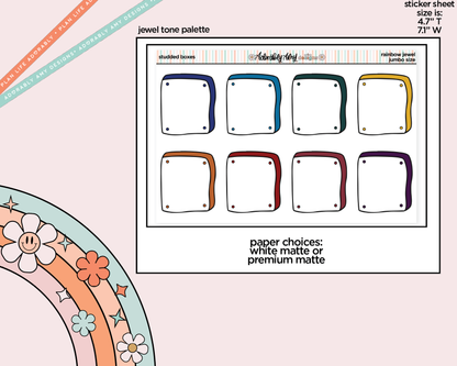 Rainbow Studded Boxes Large/Jumbo Stickers for any Planner or Insert