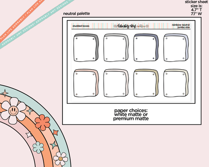 Rainbow Studded Boxes Large/Jumbo Stickers for any Planner or Insert