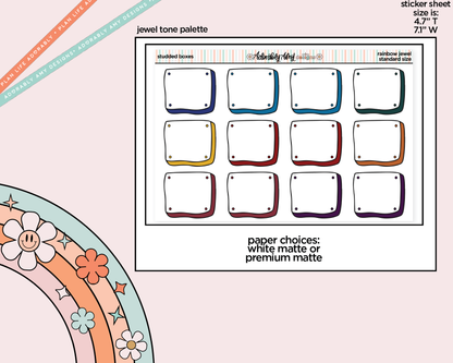 Rainbow Studded Boxes Standard Stickers for any Standard Size Planner or Insert