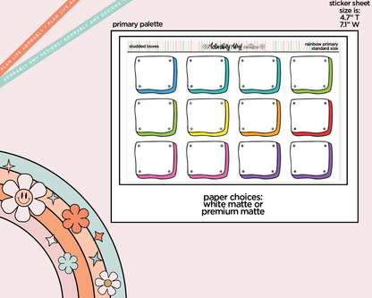 Rainbow Studded Boxes Standard Stickers for any Standard Size Planner or Insert