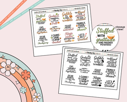 Stuffed With Gratitude Deco Typography Sampler Planner Stickers