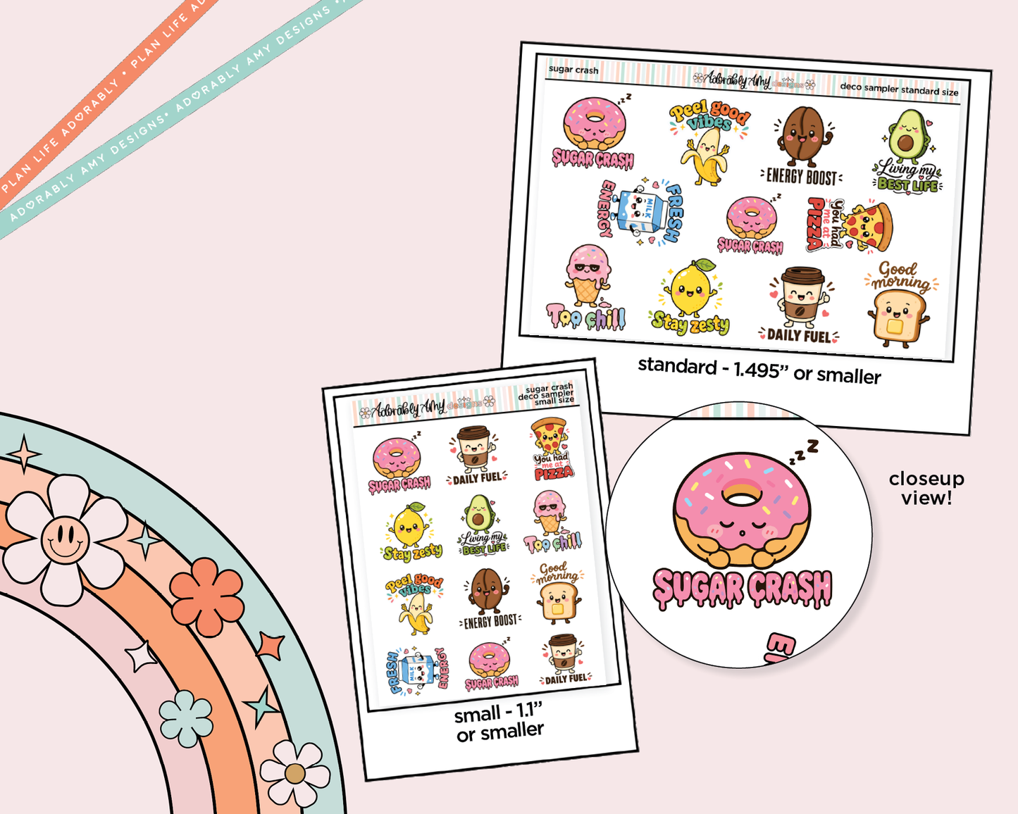Sugar Crash Kawaii Deco Samplers in 3 Sizes Decorative Planner Stickers