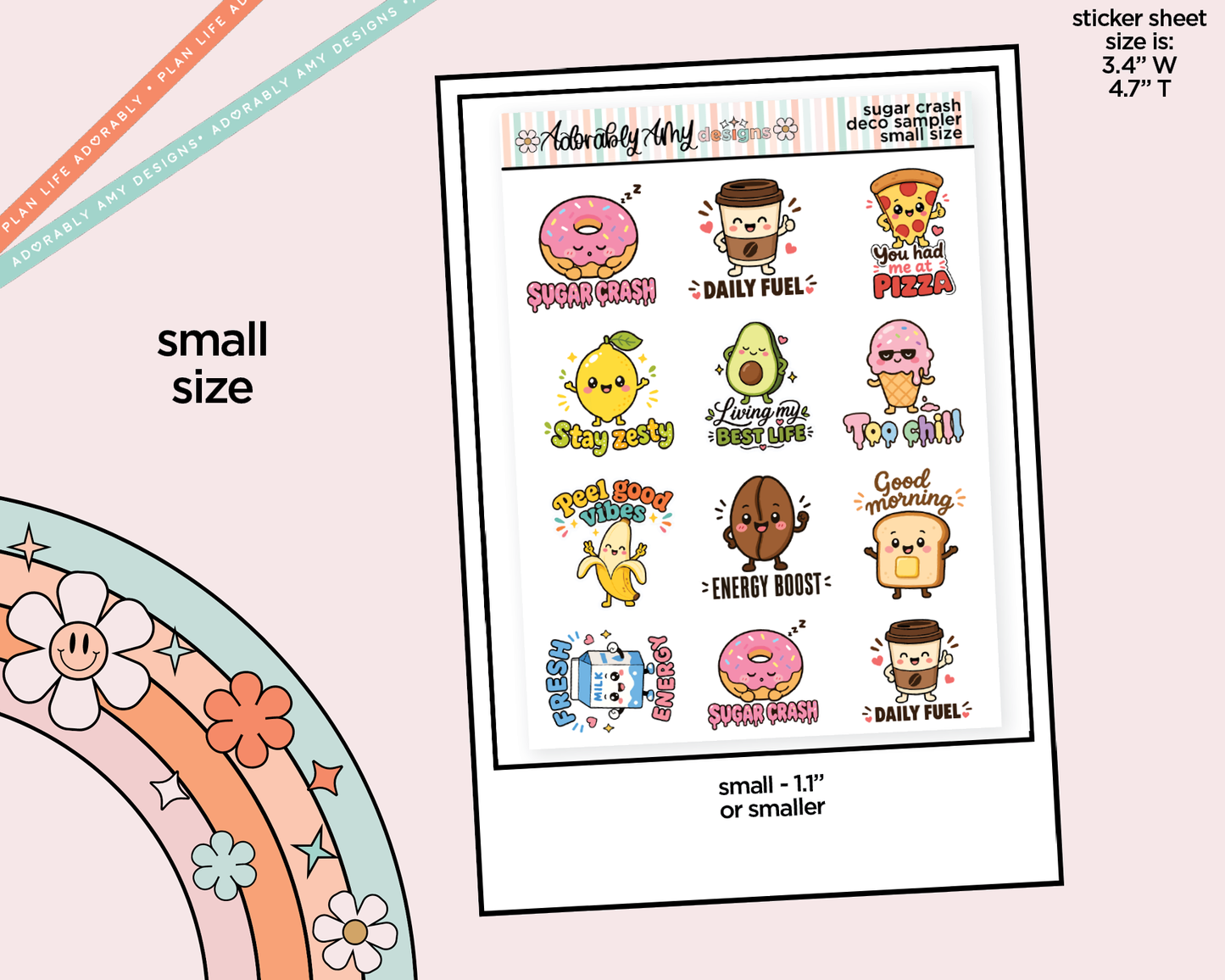 Sugar Crash Kawaii Deco Samplers in 3 Sizes Decorative Planner Stickers