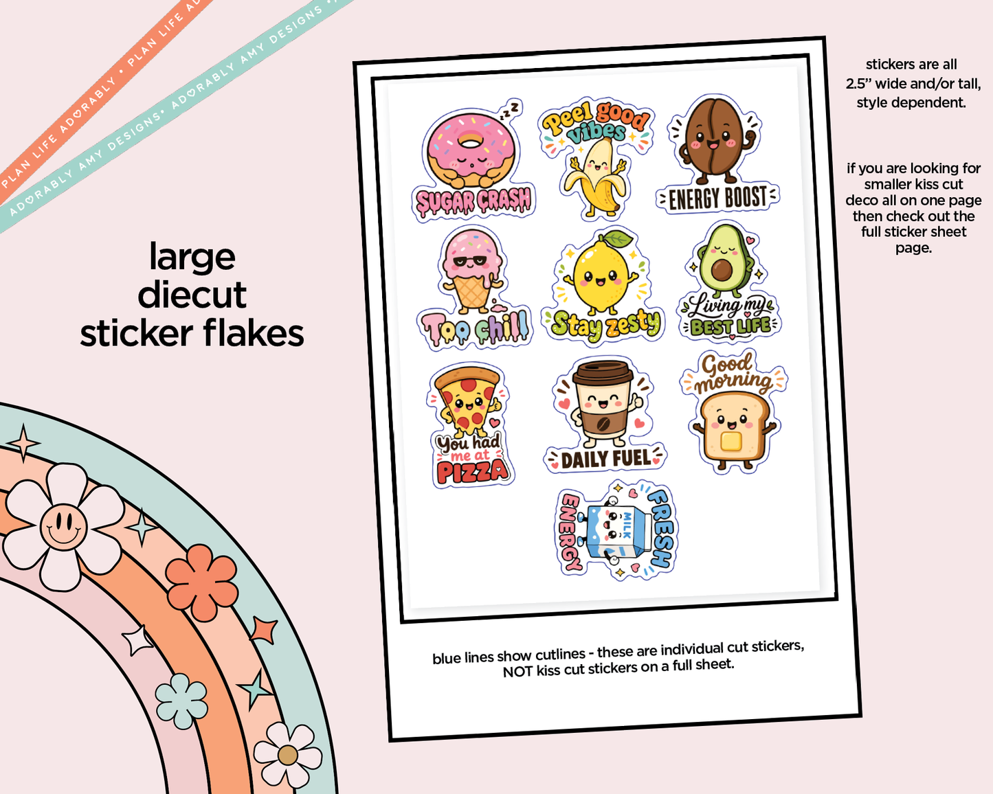Sugar Crash Kawaii Deco Samplers in 3 Sizes Decorative Planner Stickers