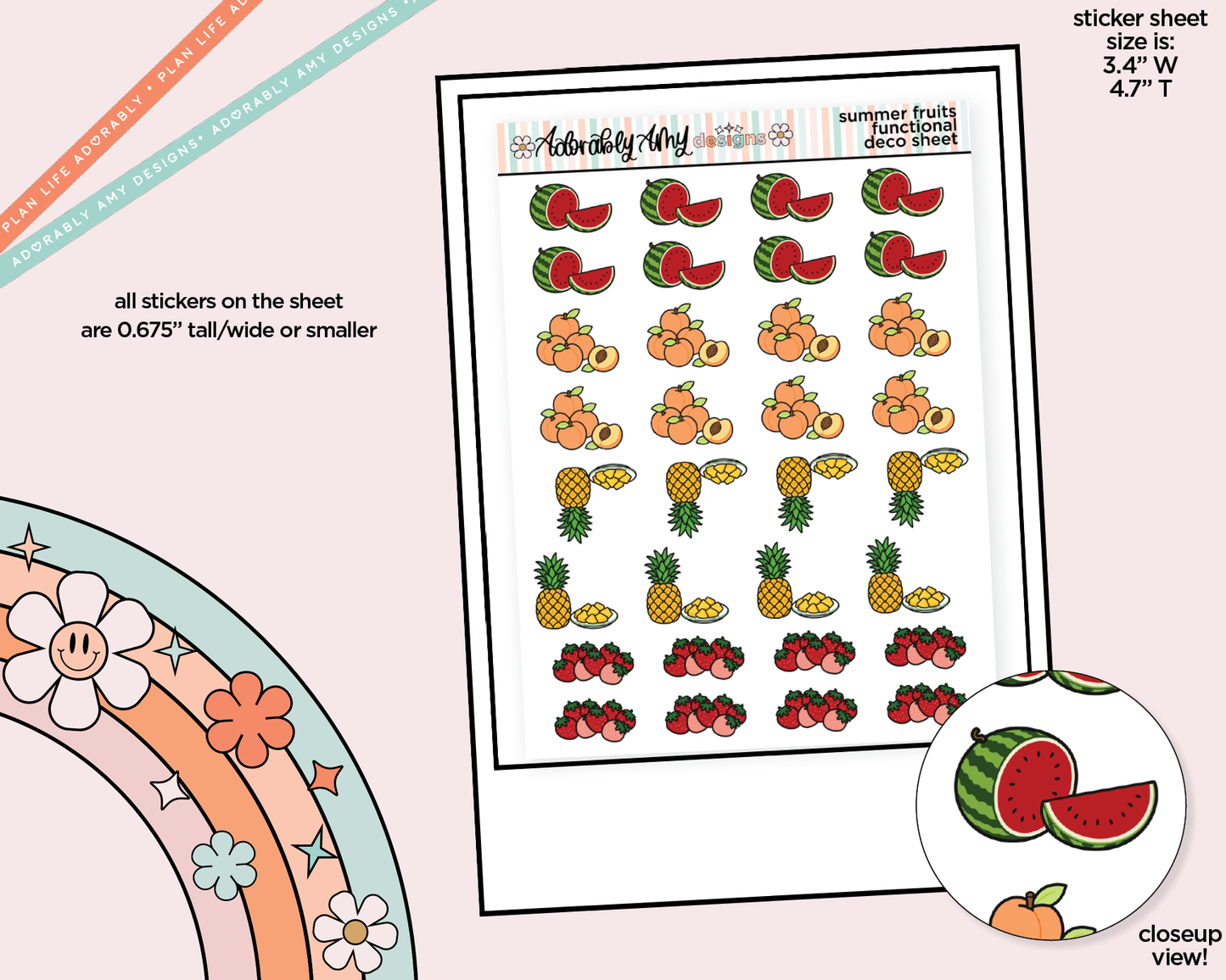 Summer Fruits Doodled Icon Stickers