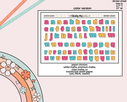 Summer Season Alphabet Stickers Deco Typography Sampler Planner Stickers